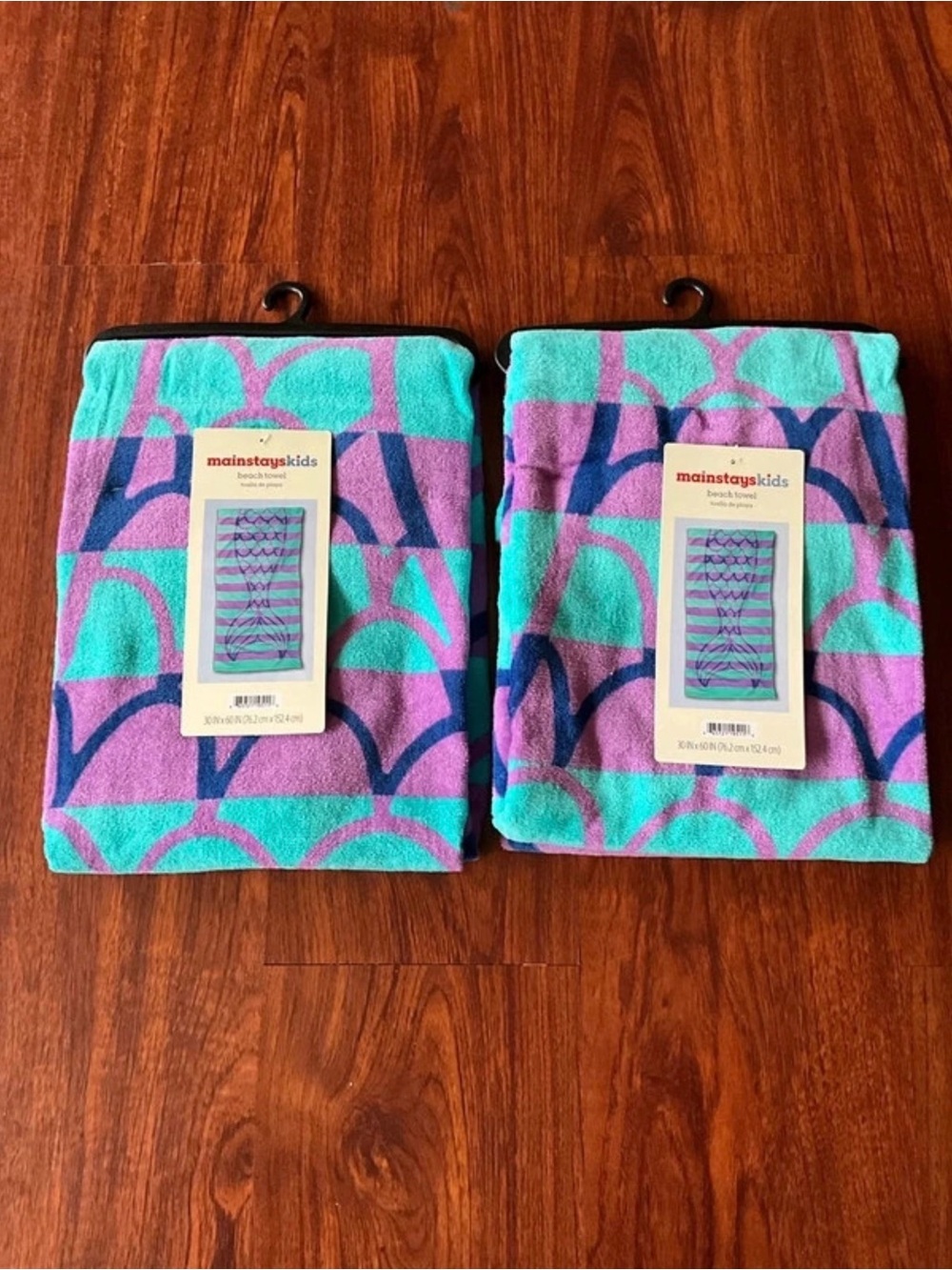2 Mainstays Kids Mermaid Beach Towel Bundle